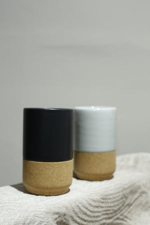Large pottery and cork mug- Matte Black
