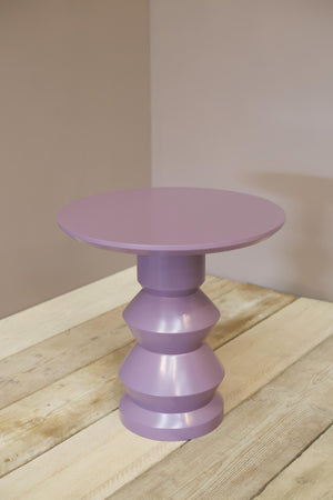 'Glen' turned wood lacquered side table - Heather
