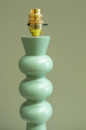 'Thistle' turned wood table lamp - Fern