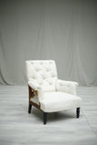 Antique Napoleon III French buttoned square back armchair - TallBoy Interiors