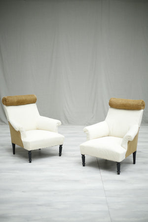 Antique Napoleon III French Roll backed armchairs - TallBoy Interiors