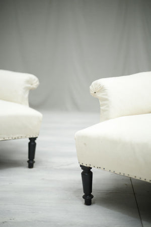 Antique Napoleon III French Roll backed armchairs - TallBoy Interiors