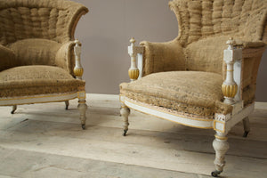 Pair of 19th century Painted fishtail armchairs