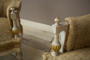 Pair of 19th century Painted fishtail armchairs