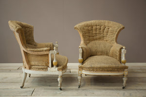Pair of 19th century Painted fishtail armchairs