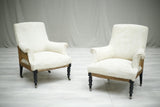 Antique pair of Napoleon III French square backed armchairs - TallBoy Interiors