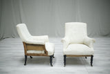 Antique pair of Napoleon III French square backed armchairs - TallBoy Interiors