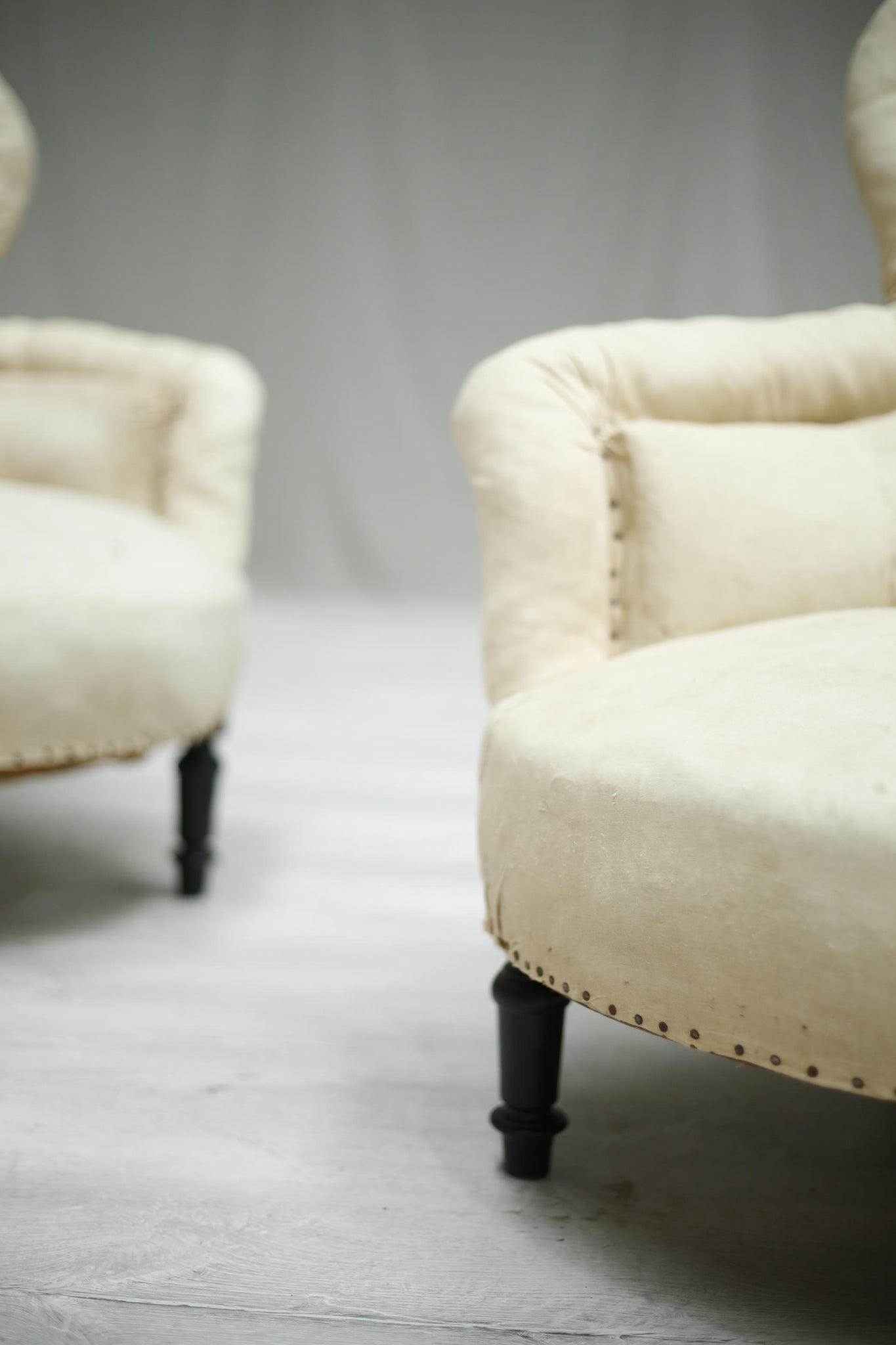 Pair of Antique Napoleon III French pie crust armchairs - TallBoy Interiors