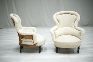 Pair of Antique Napoleon III French pie crust armchairs - TallBoy Interiors