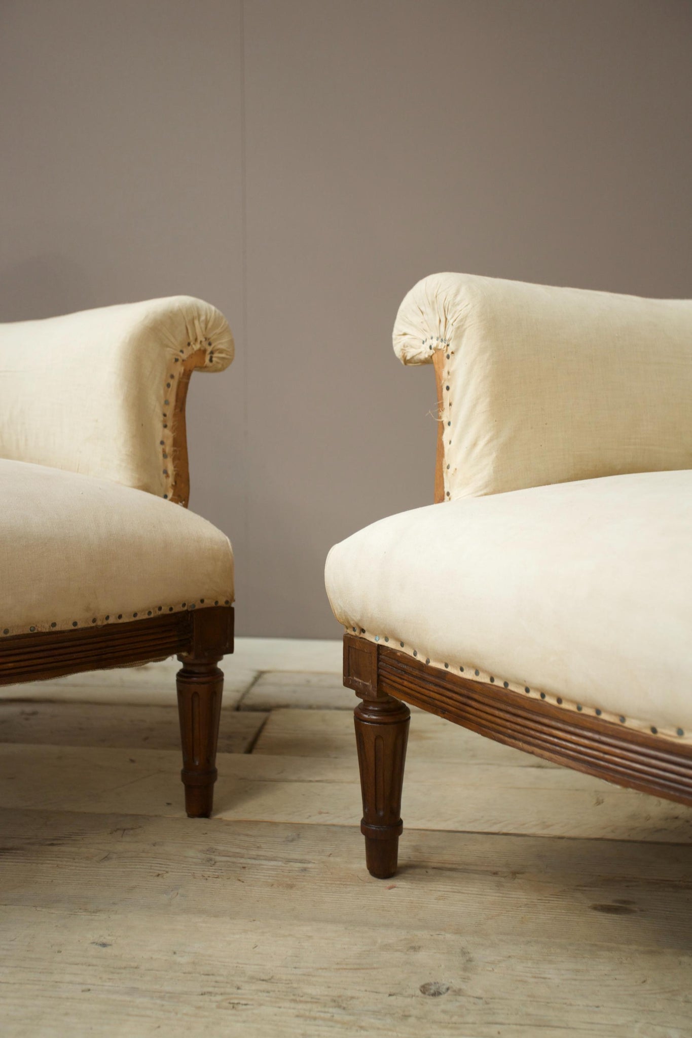 RESERVED Pair of Early 20th century square back armchairs with carved frame