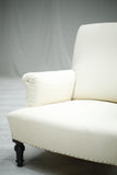 Pair of Antique French deep seated scroll back armchairs - TallBoy Interiors