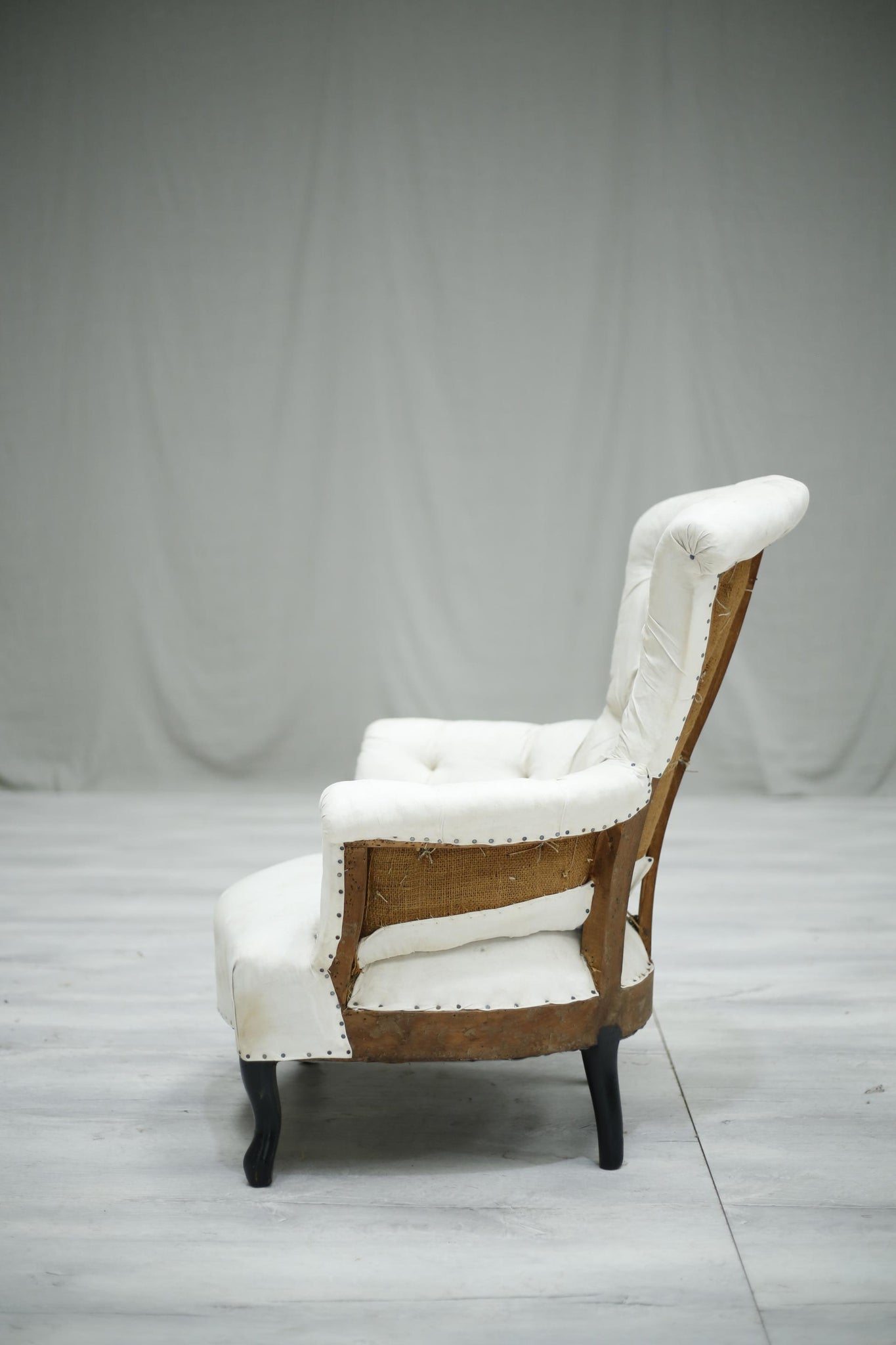 Napoleon III Antique French fishtail armchair - TallBoy Interiors
