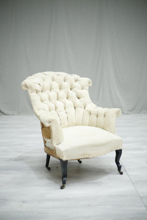 Large Napoleon III Antique French Fishtail armchair - TallBoy Interiors