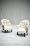 Pair of Antique Napoleon III buttoned back tub chairs - TallBoy Interiors
