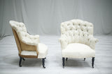 Pair of Antique Napoleon III buttoned shield back armchairs - TallBoy Interiors