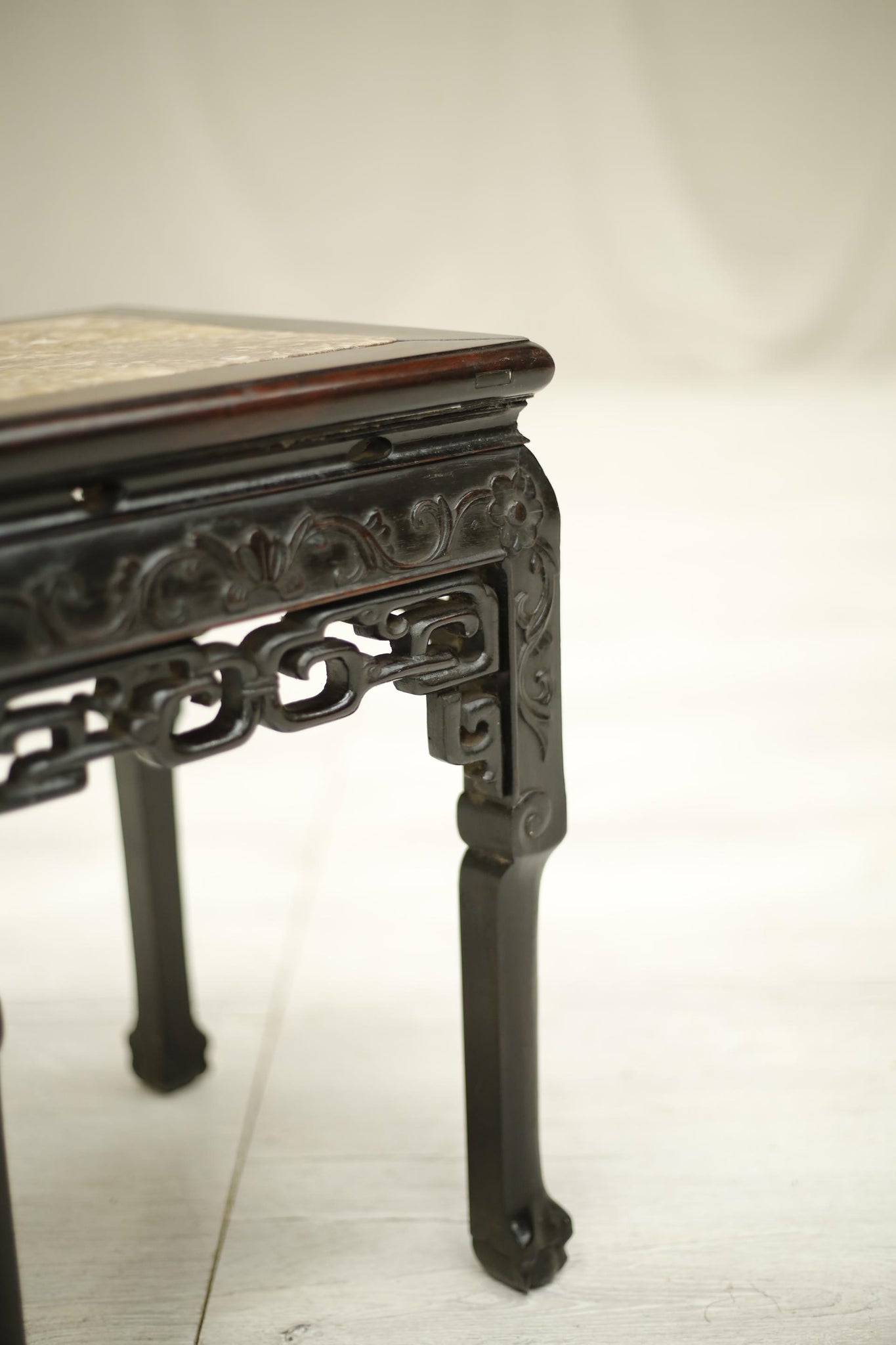 19th century Antique Chinese marble topped side table - TallBoy Interiors