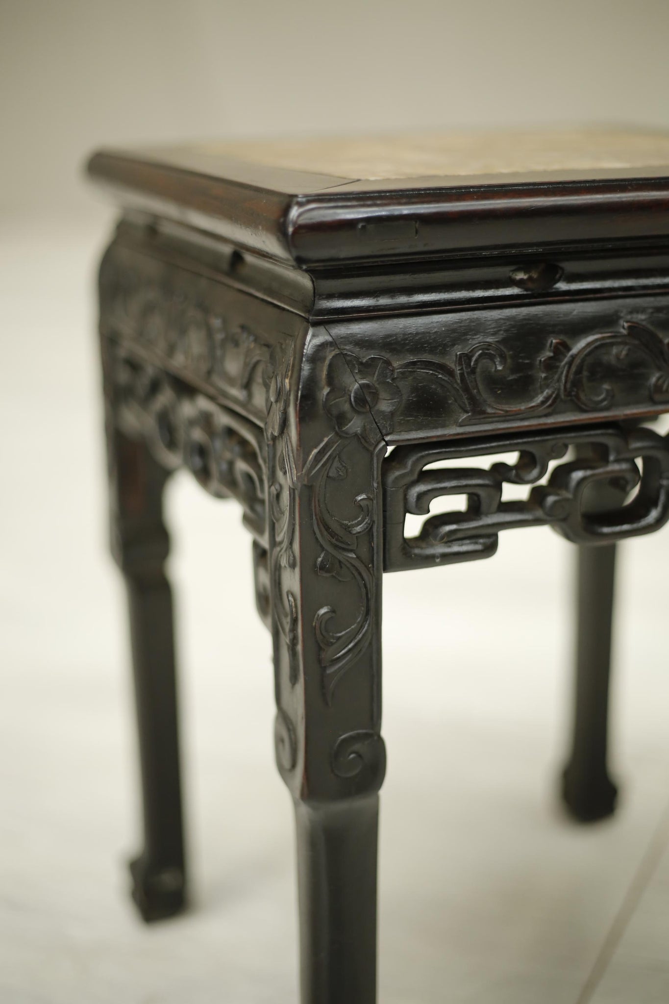 19th century Antique Chinese marble topped side table - TallBoy Interiors