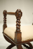 19th century antique x frame mahogany armed stool - TallBoy Interiors