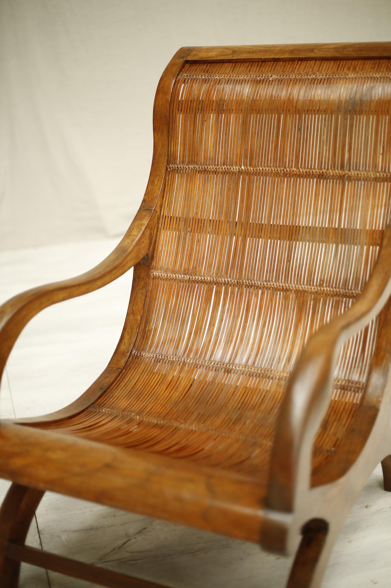 Pair of Antique 20th century Teak and slatted bamboo armchairs - TallBoy Interiors