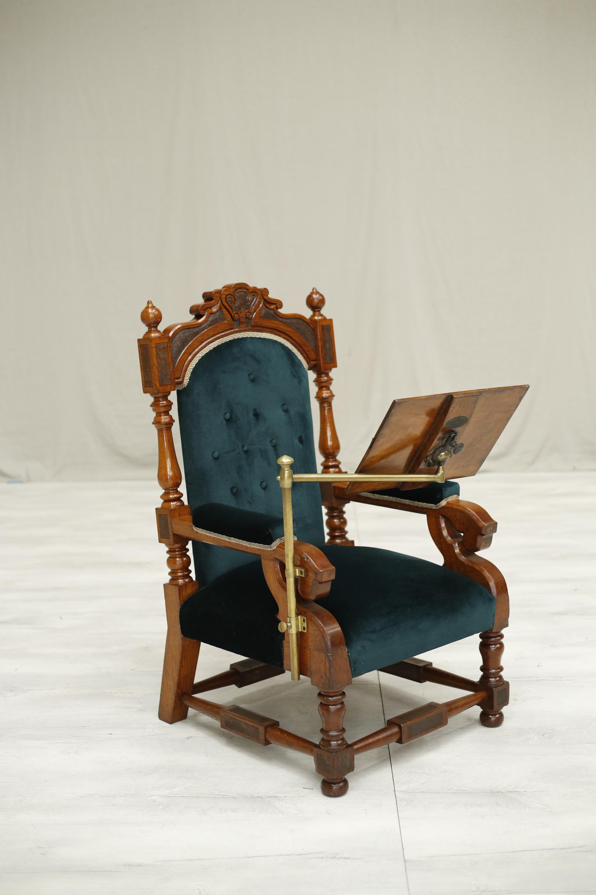 Victorian Oak Throne Chair With Reading Stand TallBoy Interiors