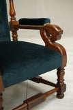 Antique Victorian oak throne chair with reading stand - TallBoy Interiors