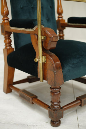 Antique Victorian oak throne chair with reading stand - TallBoy Interiors
