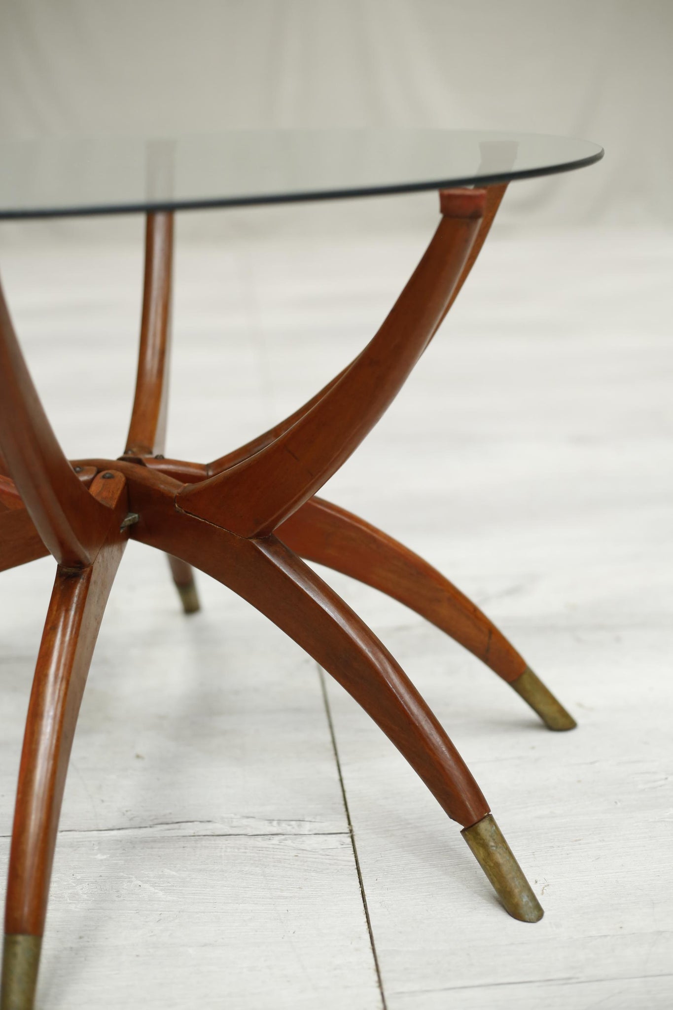 Mid century teak and brass spider coffee table - TallBoy Interiors
