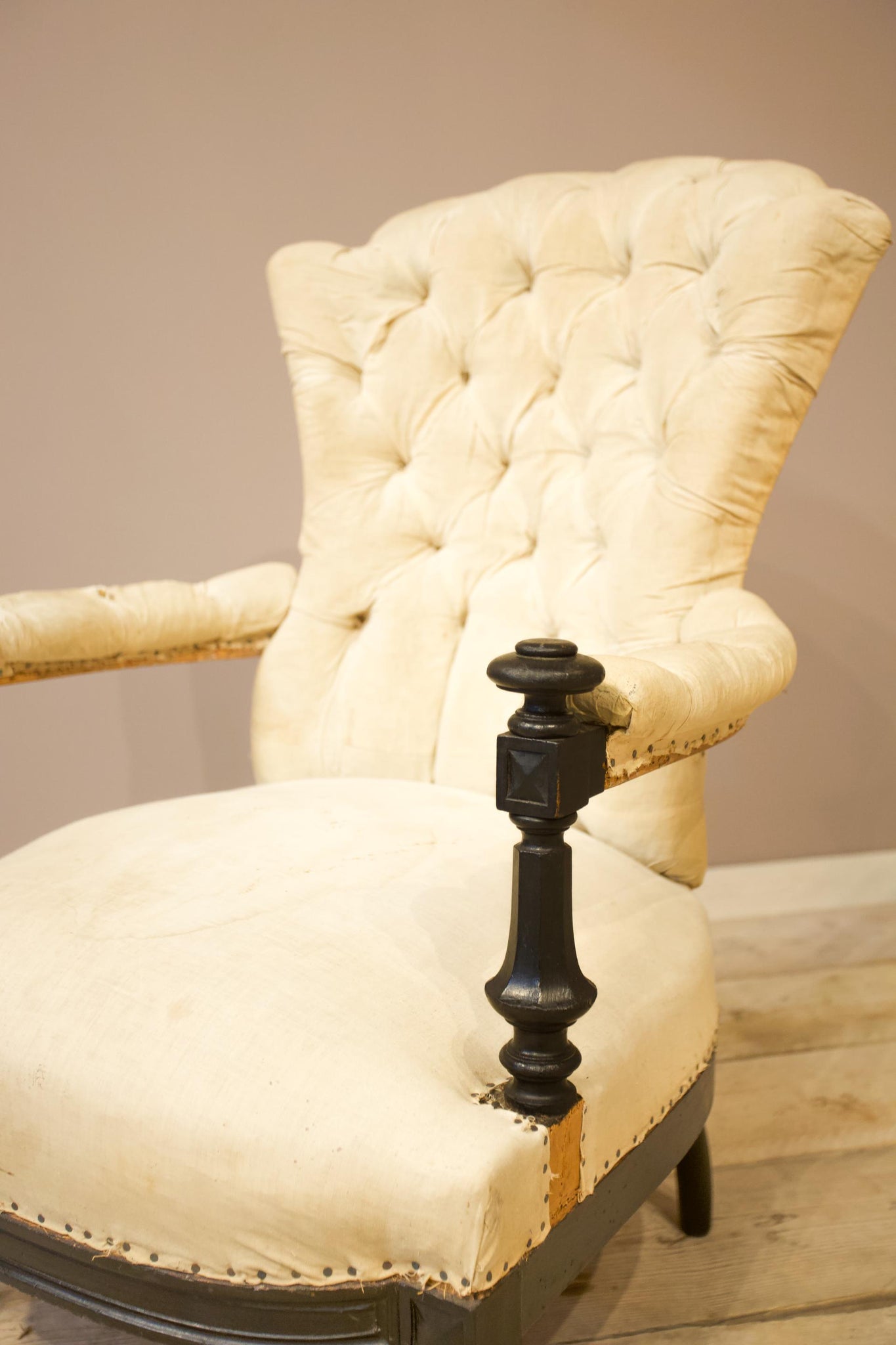 Napoleon III buttoned back open armchair
