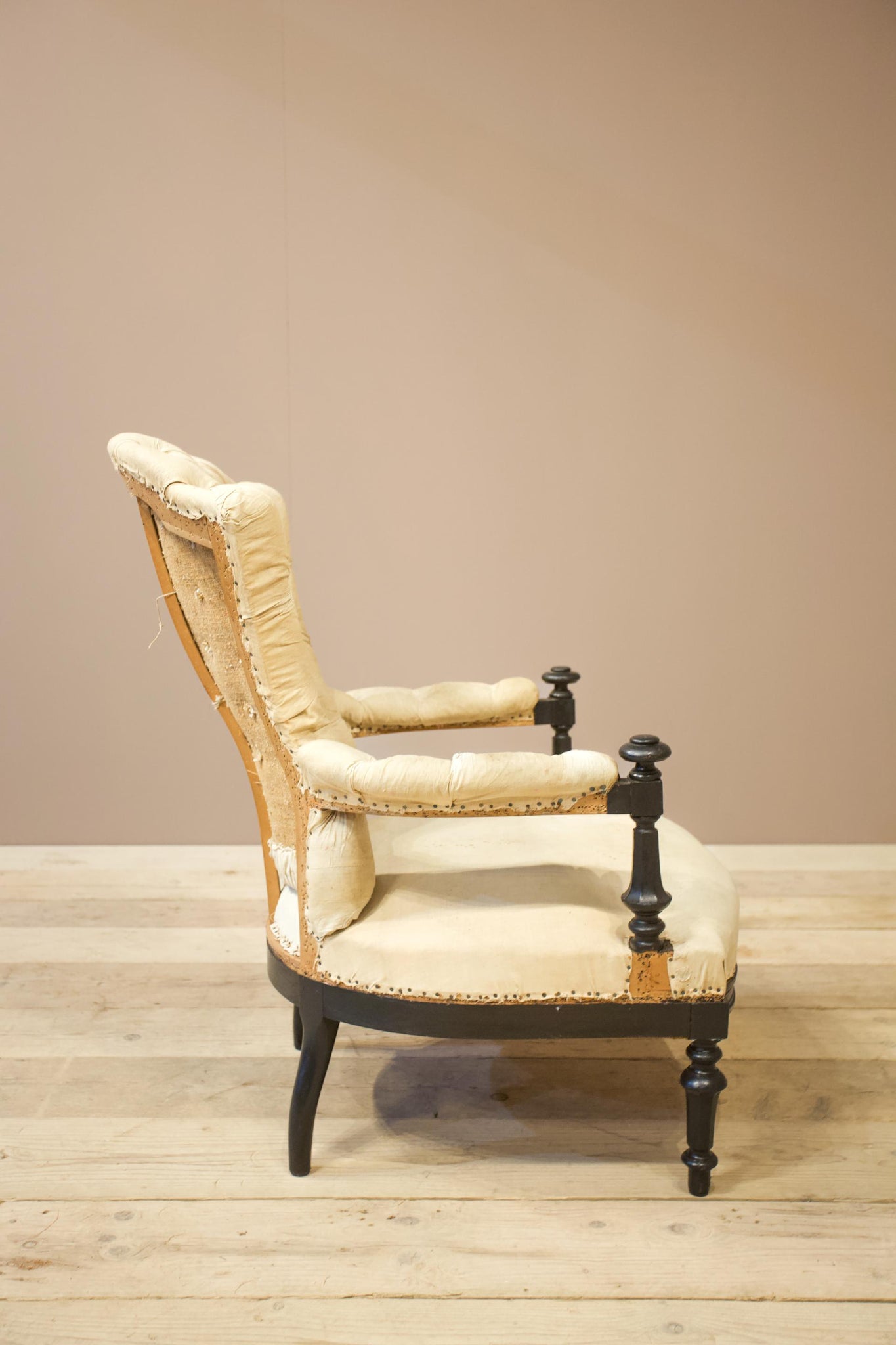 Napoleon III buttoned back open armchair