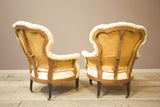 Pair of Napoleon III Scalloped pie crust armchairs