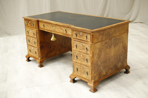 Antique c.1920 Walnut leather topped desk - TallBoy Interiors
