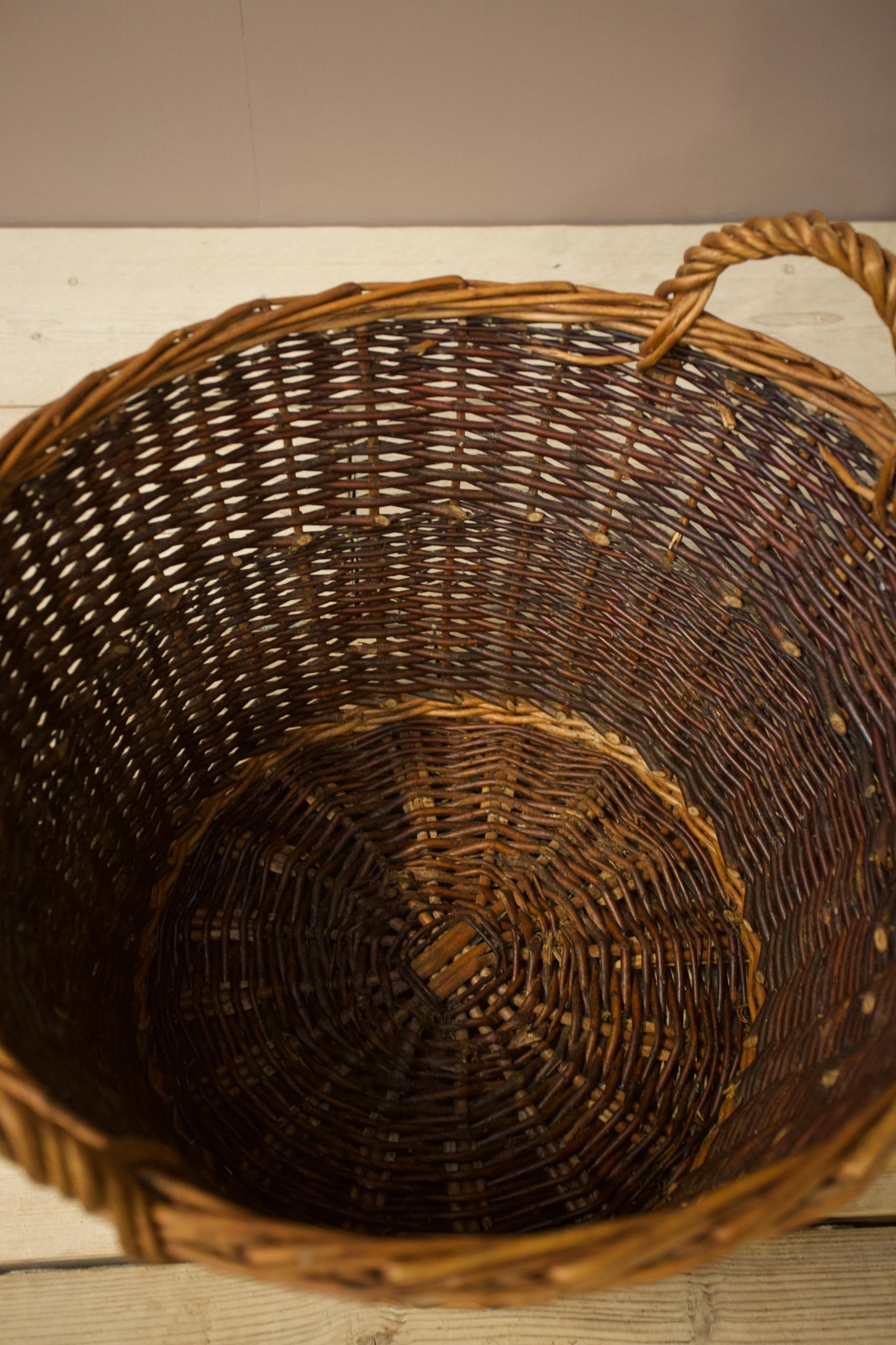 Vintage woven willow log baskets- Two tone
