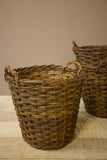 Vintage woven willow log baskets - Large dark