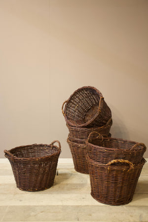 Vintage woven willow log baskets- Dark Red
