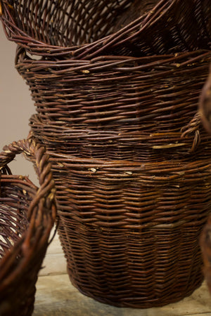 Vintage woven willow log baskets- Dark Red