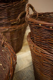 Vintage woven willow log baskets- Dark Red