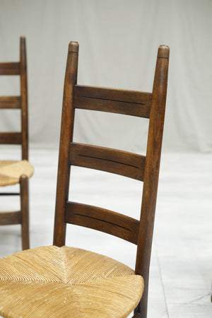 4x Mid century French rush seated dining chairs - TallBoy Interiors