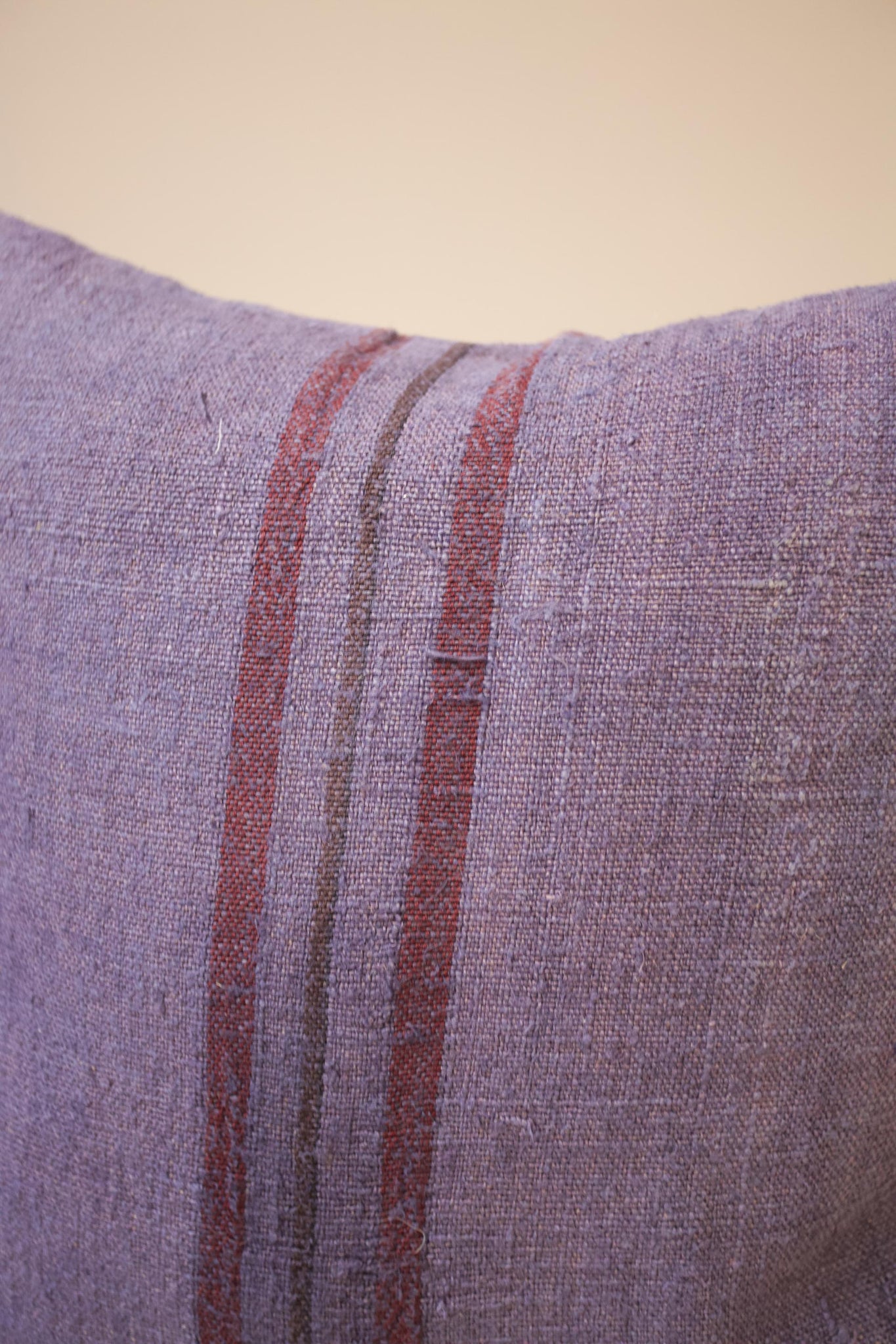 Italian Linen scatter cushion - Purple with maroon lines