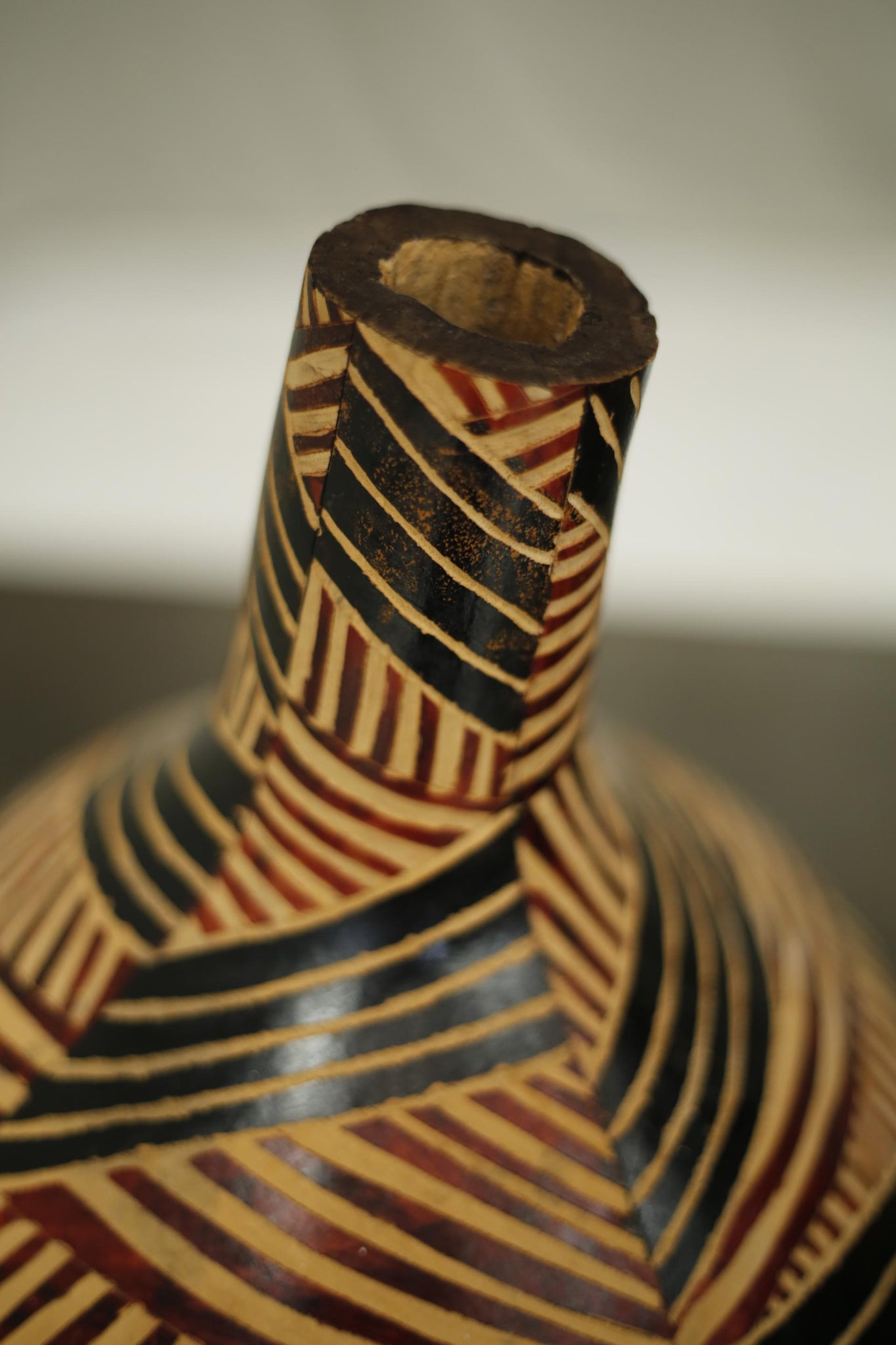 20th century hand decorated African Gourd vase