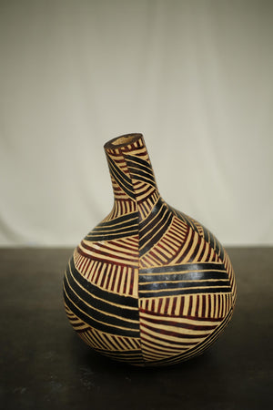 20th century hand decorated African Gourd vase