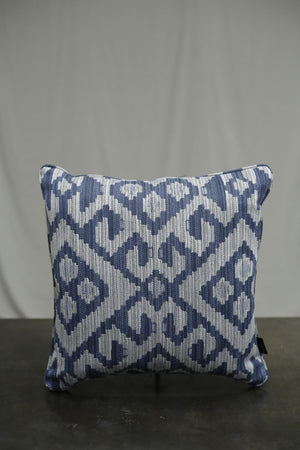 Heavy blue Kilim patterned feather filled scatter cushion