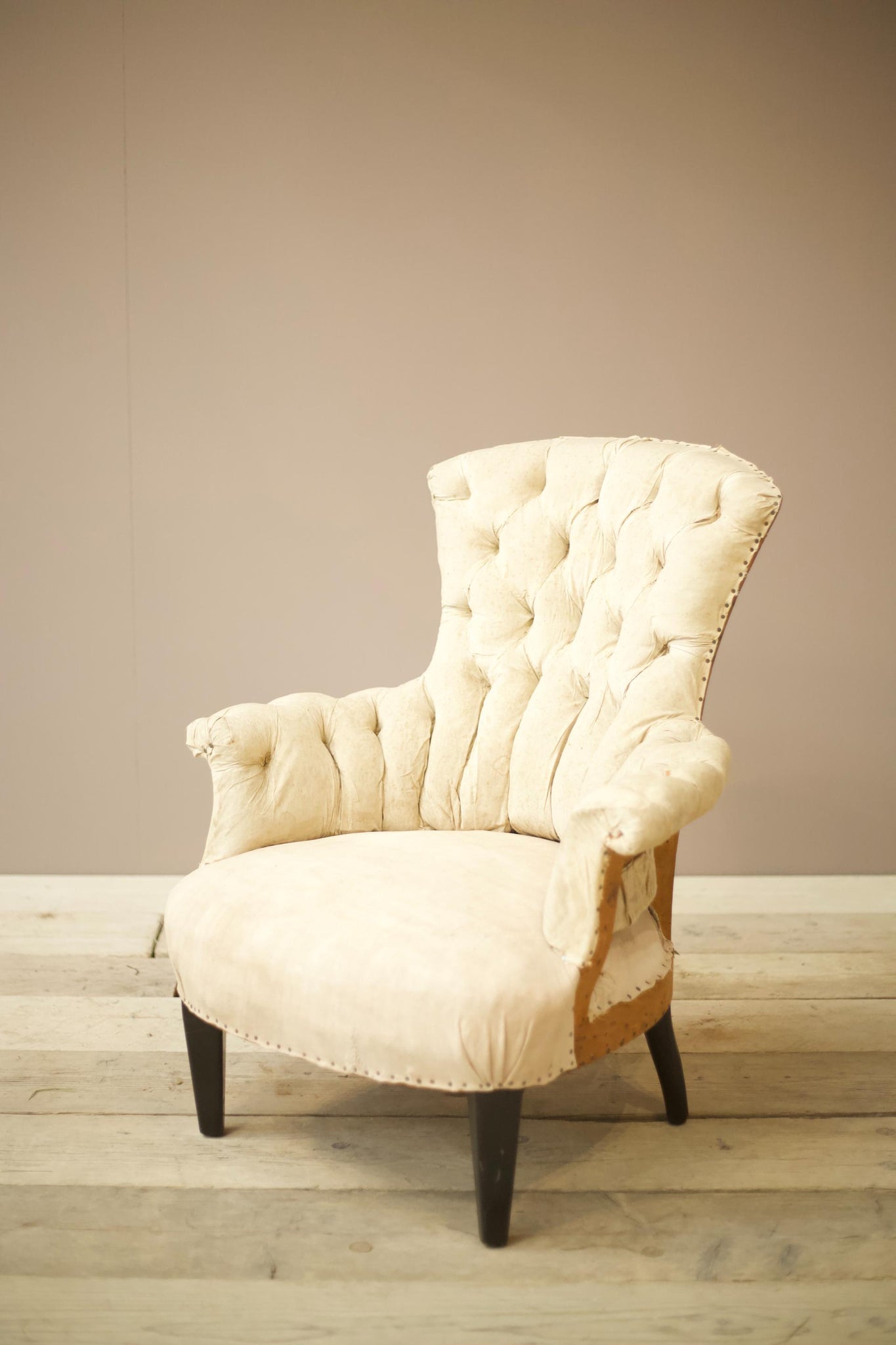 Small proportioned French armchair with buttoned back