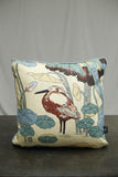 Bird in pond patterned feather filled scatter cushion