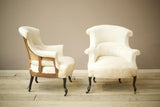 Pair of Napoleon III Plain fishtail armchairs
