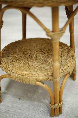 Vintage rope seated armchair with jute side table