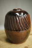 Studio pottery vase- Brown thick glaze