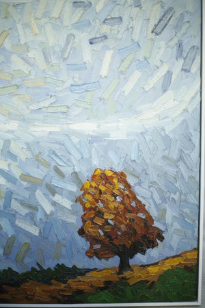 20th century Abstract oil on canvas- Tree on hill side