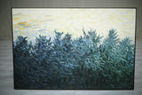 Large 20th century abstract oil on canvas painting of a forest