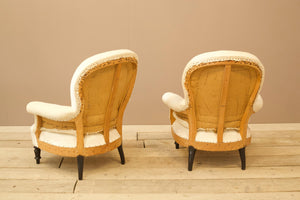 Pair of Napoleon III spoon back armchairs