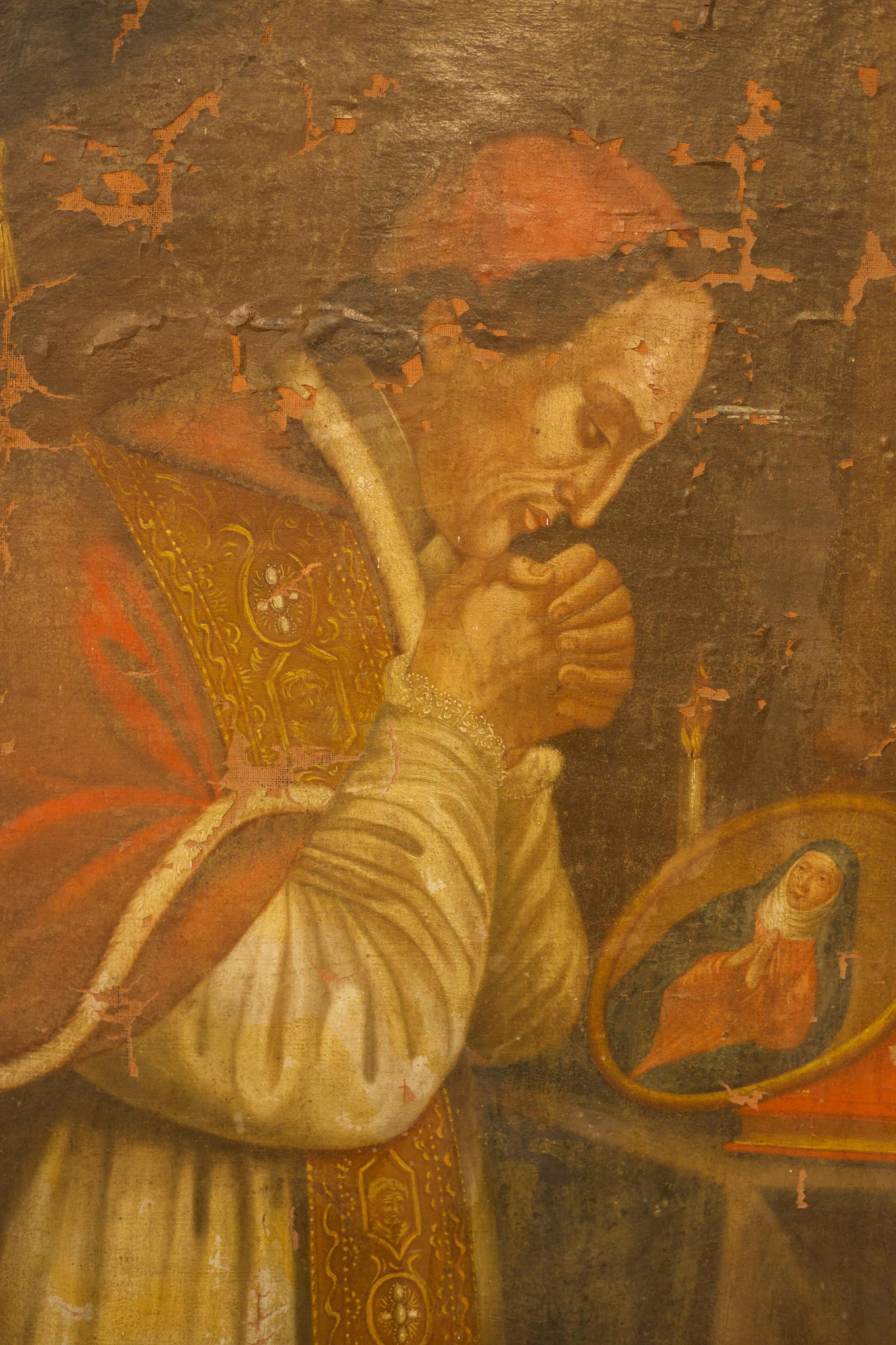 late 18th century painting of a praying Priest